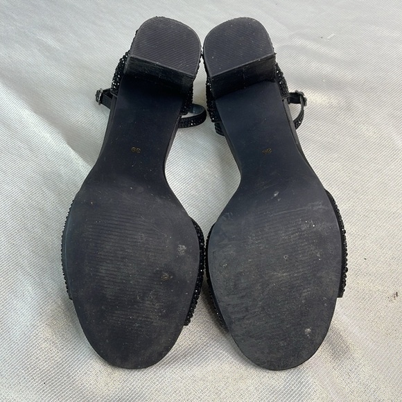 Le Chateau Jewel Studded Elegant Black Heels Open Toe Ankle Strap 39 EU - Picture 10 of 13